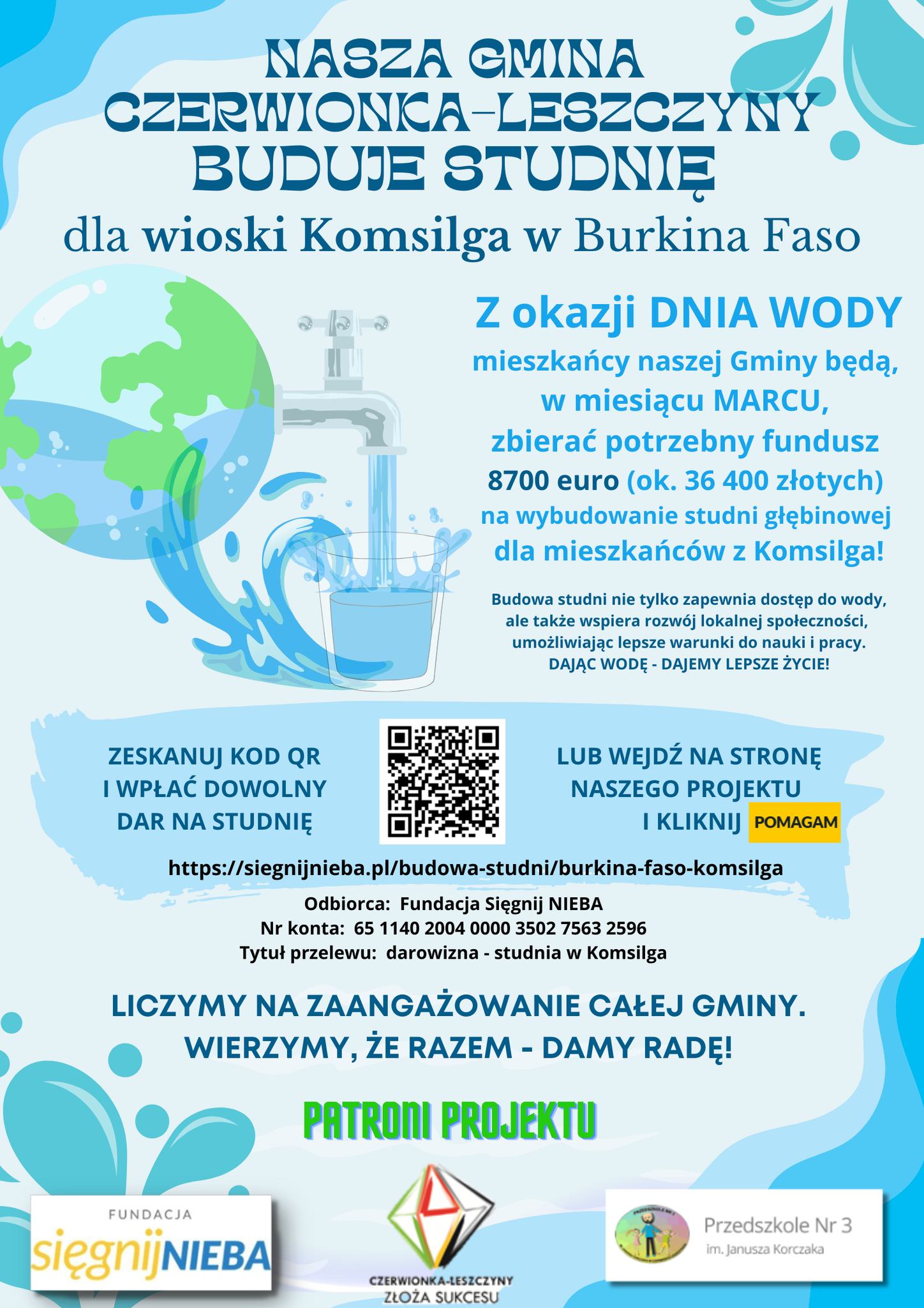 plakat informujący o zbiórce na budowę studni